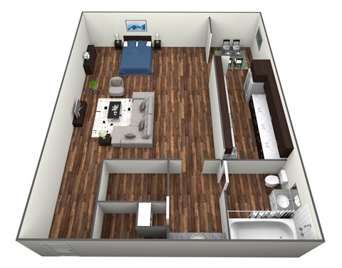 Floor plan for studio, 1 bath, 430 sqft
